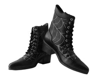 T2312L Black Victorian 8-Eye Spiderweb Pointed Anarchic Heel