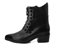 T2301L Black Victorian Anarchic 6-Buckle Pointed Boot