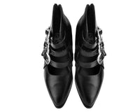 A9625L Black Western Buckle Block Heel