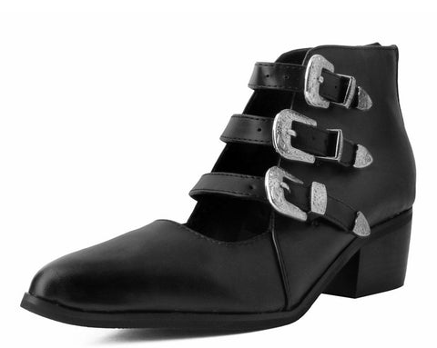 A9625L Black Western Buckle Block Heel