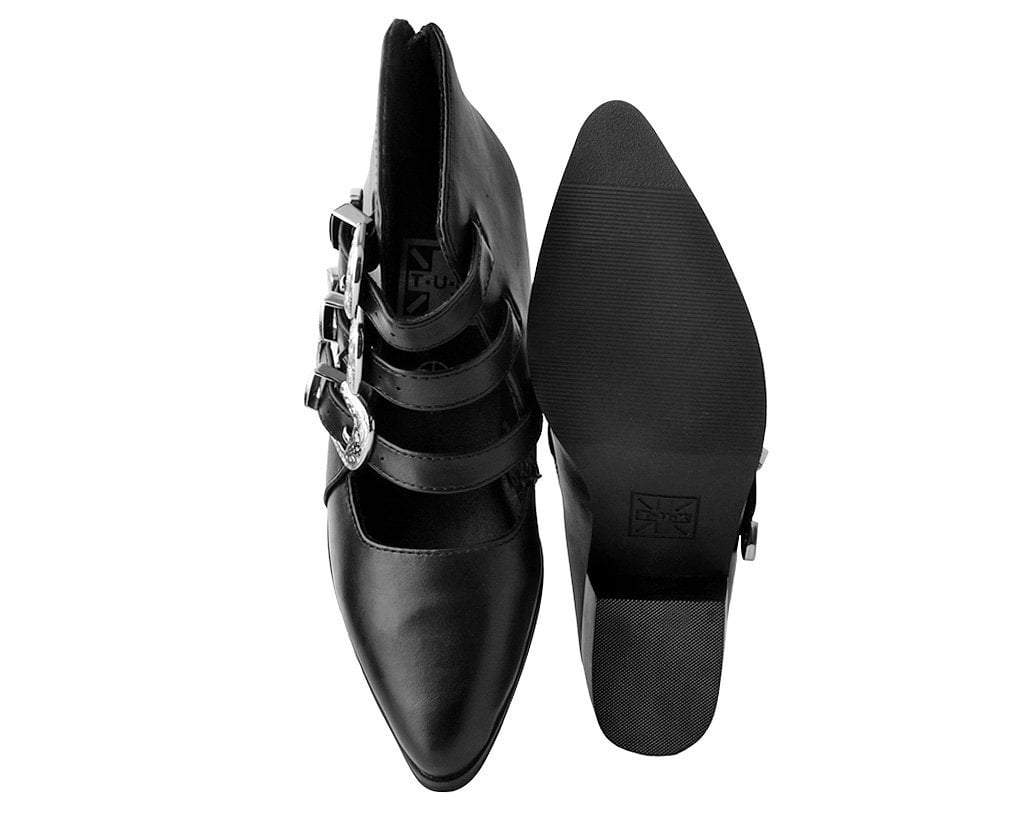 A9625L Black Western Buckle Block Heel