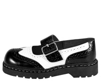 T1035 Black & White Brogue Mary Jane