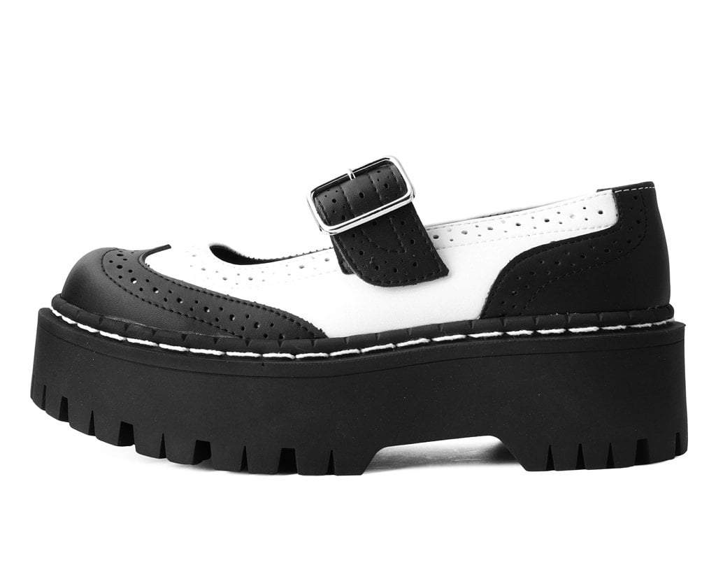 A9888L Black & White Double Decker Mary Jane