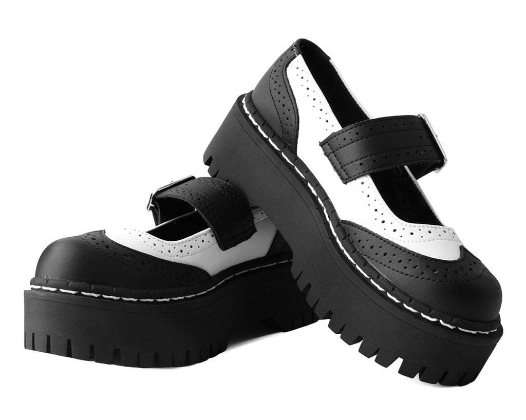 A9888L Black & White Double Decker Mary Jane