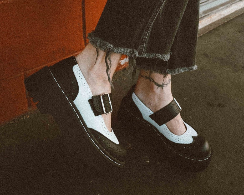 A9888L Black & White Double Decker Mary Jane