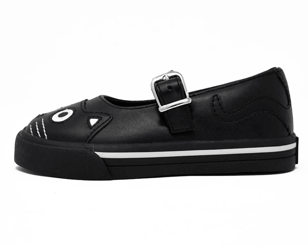 A9725B Black & White Kitty Mary Jane Toddler Sneaker