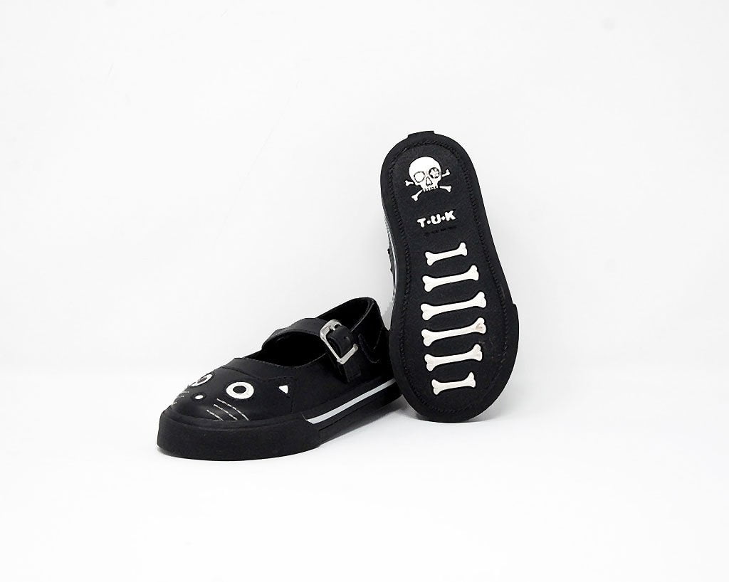 A9725B Black & White Kitty Mary Jane Toddler Sneaker