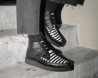 Black & White Stripe 3-Buckle Pointed Boot - T.U.K.A9659-03