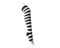 TSK1143 Black & White Striped Thigh High Sock TSK1143-OS