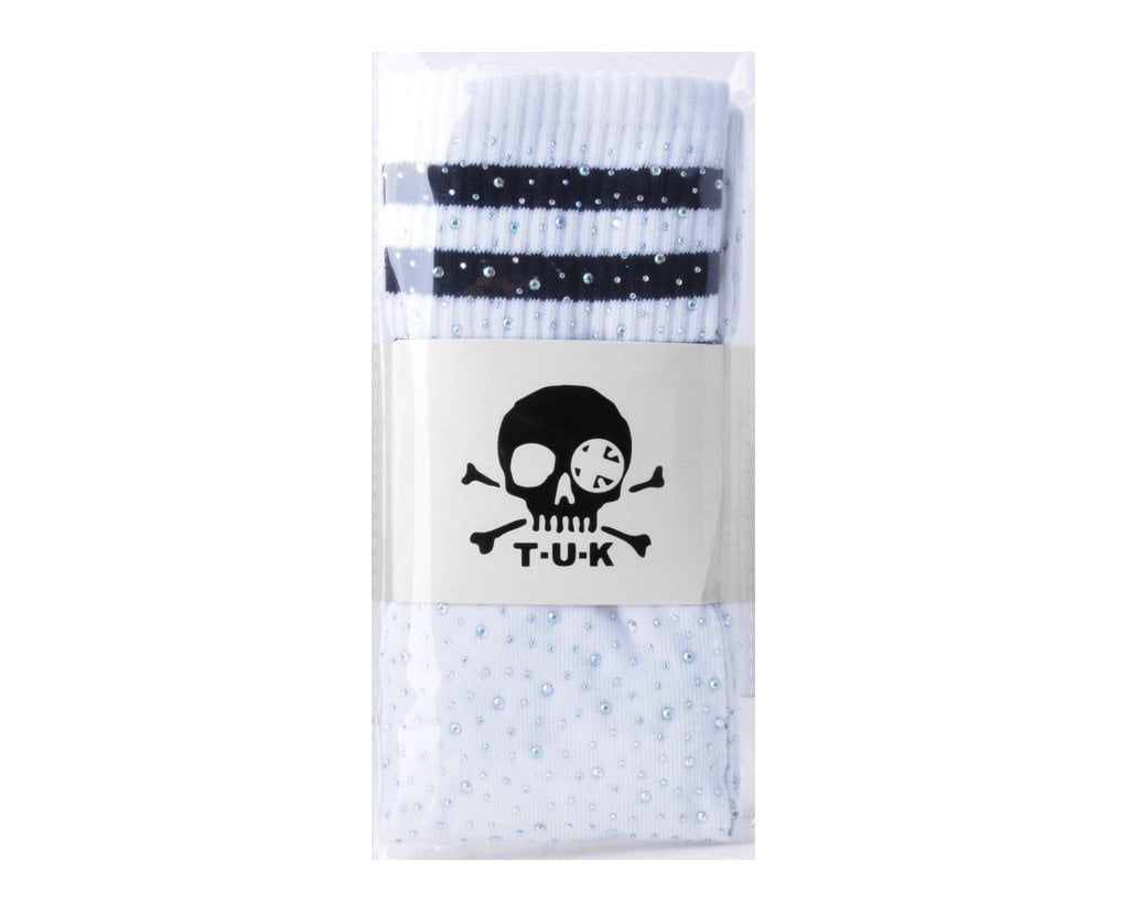 TSK1124 Black & White Varsity Rhinestone Over-The-Knee Sock TSK1124-OS