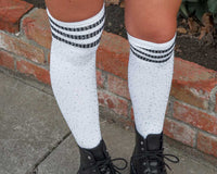 TSK1124 Black & White Varsity Rhinestone Over-The-Knee Sock TSK1124-OS