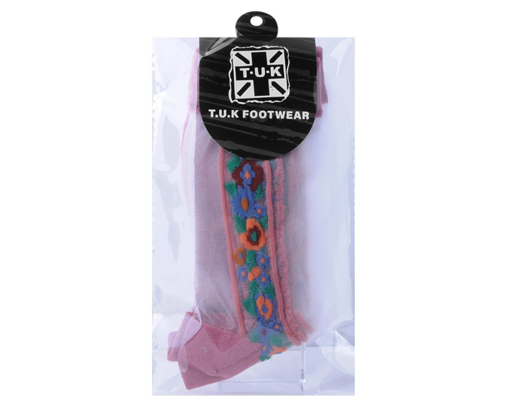 TSK1079 Blush Stripe Floral Sheer Sock TSK1079-OS