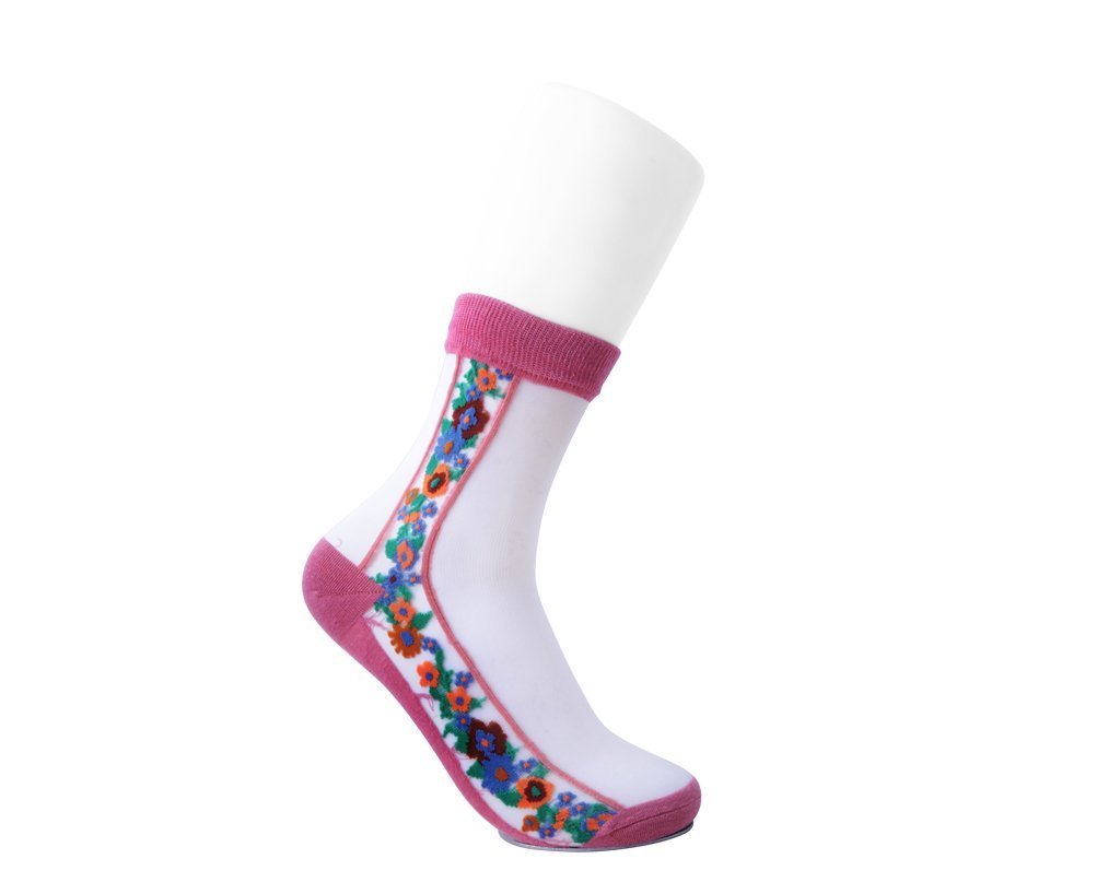 TSK1079 Blush Stripe Floral Sheer Sock TSK1079-OS