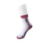TSK1079 Blush Stripe Floral Sheer Sock TSK1079-OS