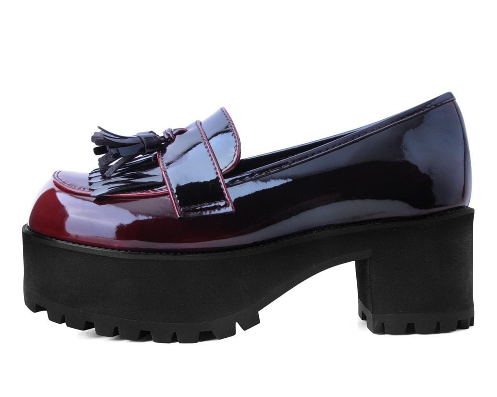 A9827L Burgundy Gradient Loafer Platform