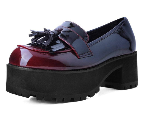 A9827L Burgundy Gradient Loafer Platform