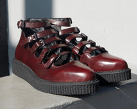 A9902L Burgundy Rub-Off Multi Strap Pointed Mary Jane