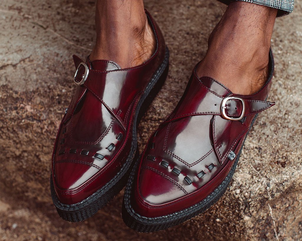 Burgundy Rub Off TUKskin™ Monk Buckle Creeper - T.U.K.A9856-03