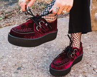 Burgundy Velvet Viva Mondo Creepers - T.U.K.V8463-03