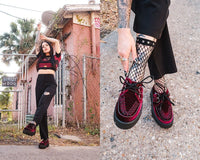 Burgundy Velvet Viva Mondo Creepers - T.U.K.V8463-03