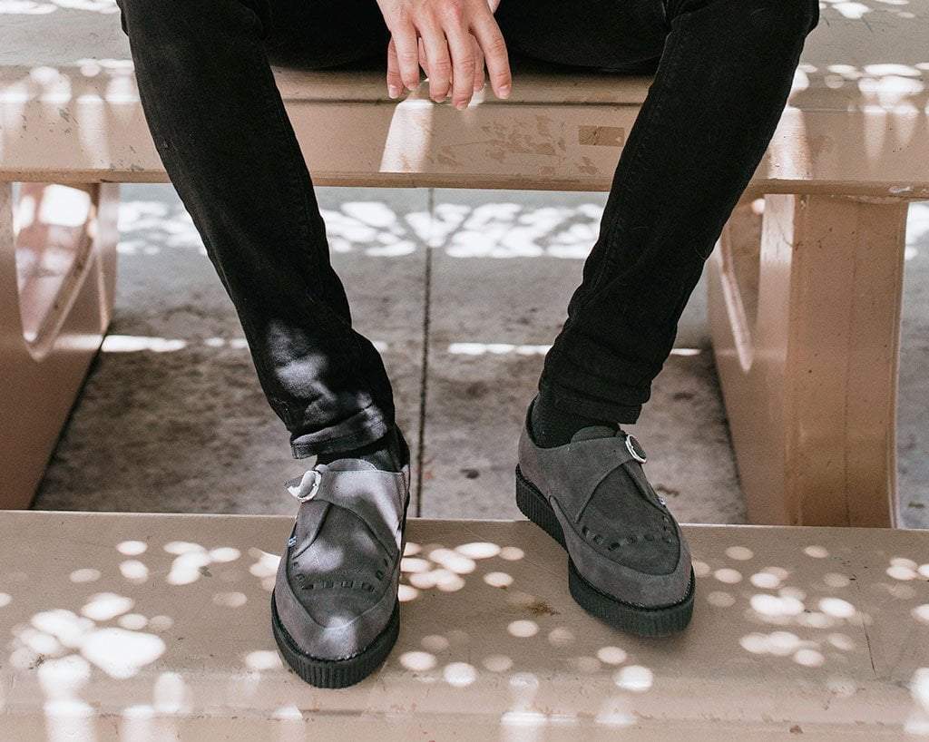 A9764 Charcoal Suede Buckle Pointed Creeper