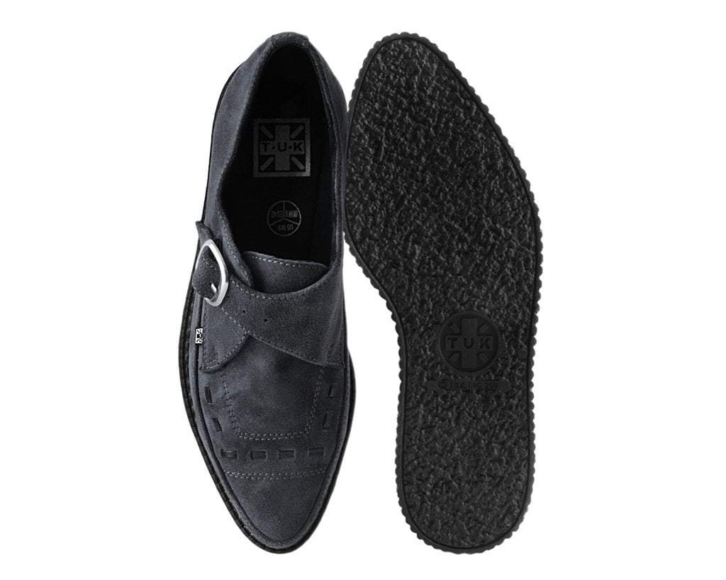 A9764 Charcoal Suede Buckle Pointed Creeper