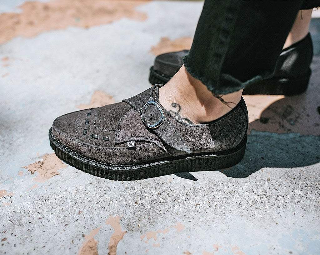 Charcoal Suede Buckle Pointed Creeper - T.U.K.A9764-03