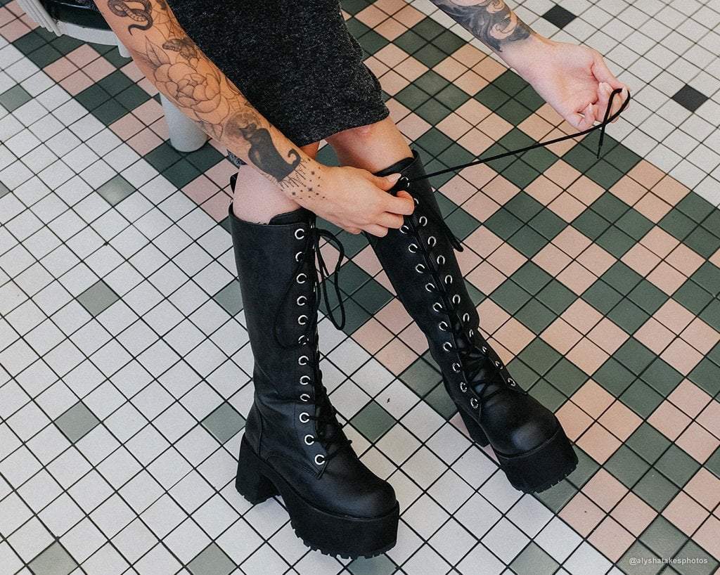 A9649L Distressed Knee-High Nosebleed Boot