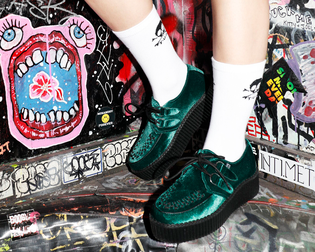 Emerald Green Velvet Viva Mondo Creeper - T.U.K.V8535-03