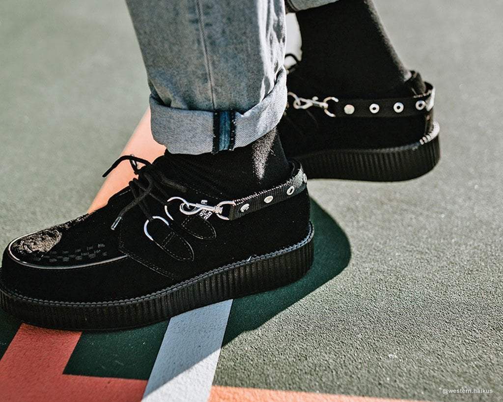 SA02 Eyelet Black Bondage Shoe Straps