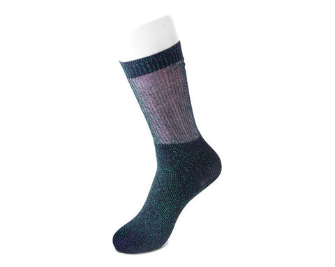 TSK1131 Green Ribbed Glitter Sock TSK1131-OS
