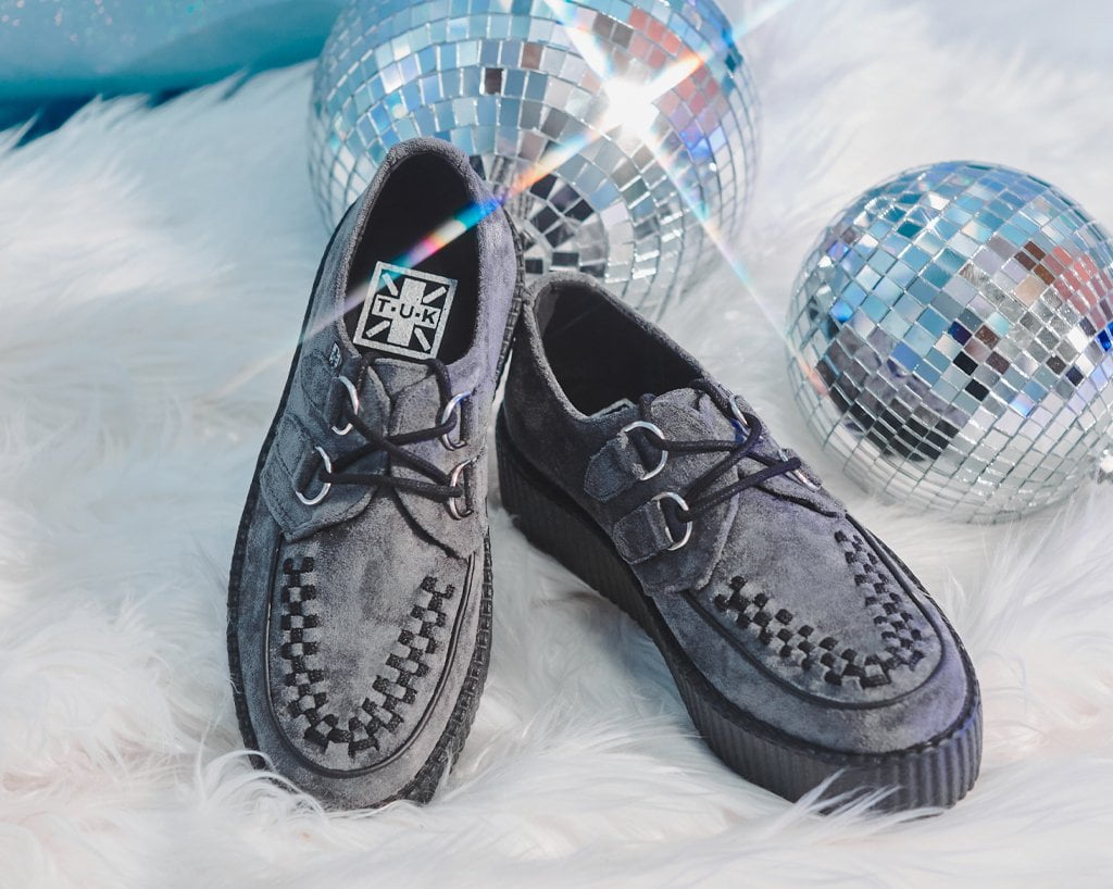 V9981 Grey Faux Suede Interlace Mondo Creeper