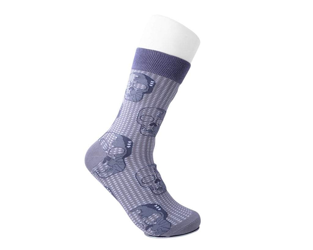 TSK1092 Grey Skull Crew Sock TSK1092-OS