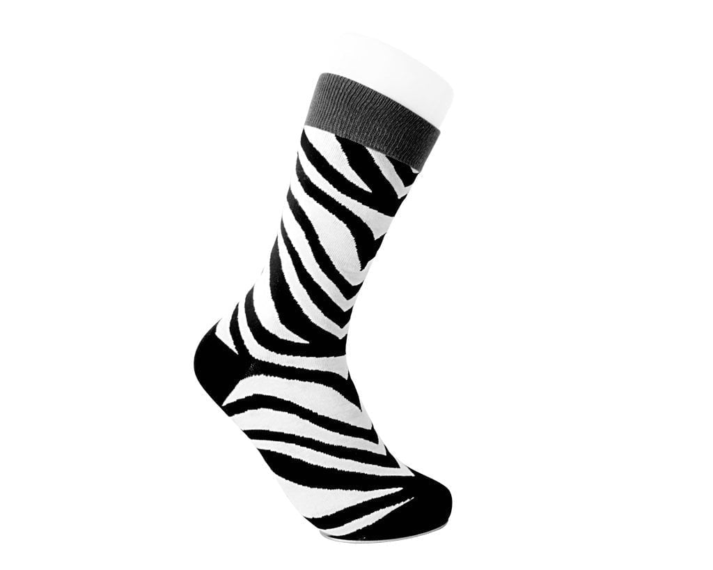 TSK1091 Grey Stripe Zebra Crew Sock TSK1091-OS