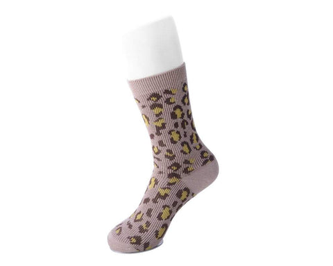 TSK1099 Leopard Khaki Crew Sock TSK1099-OS
