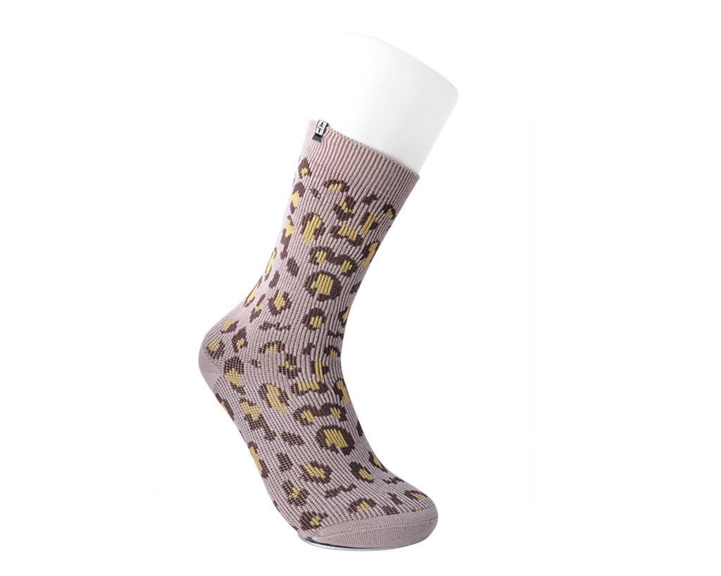 TSK1099 Leopard Khaki Crew Sock TSK1099-OS
