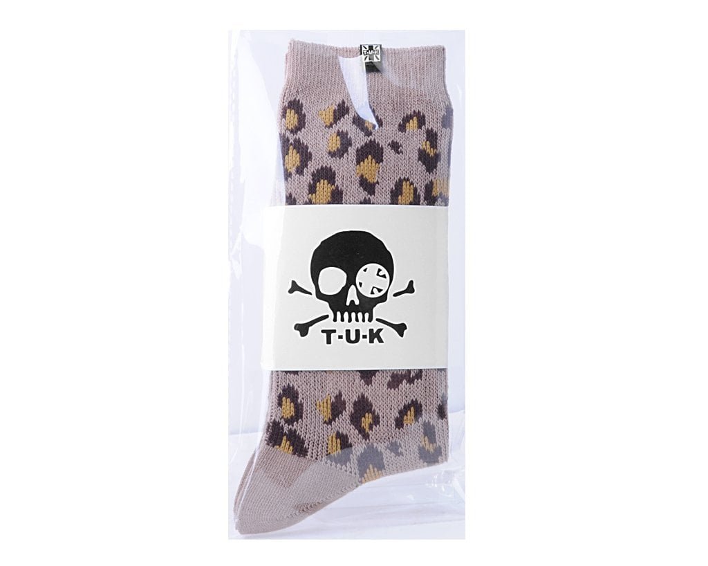 TSK1099 Leopard Khaki Crew Sock TSK1099-OS
