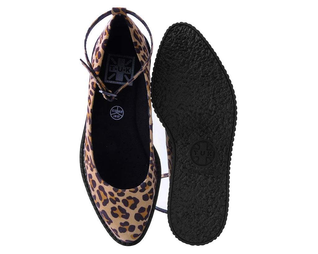 A9541L Leopard Pointed Ballet Ankle Strap Creeper
