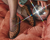 A9541L Leopard Pointed Ballet Ankle Strap Creeper