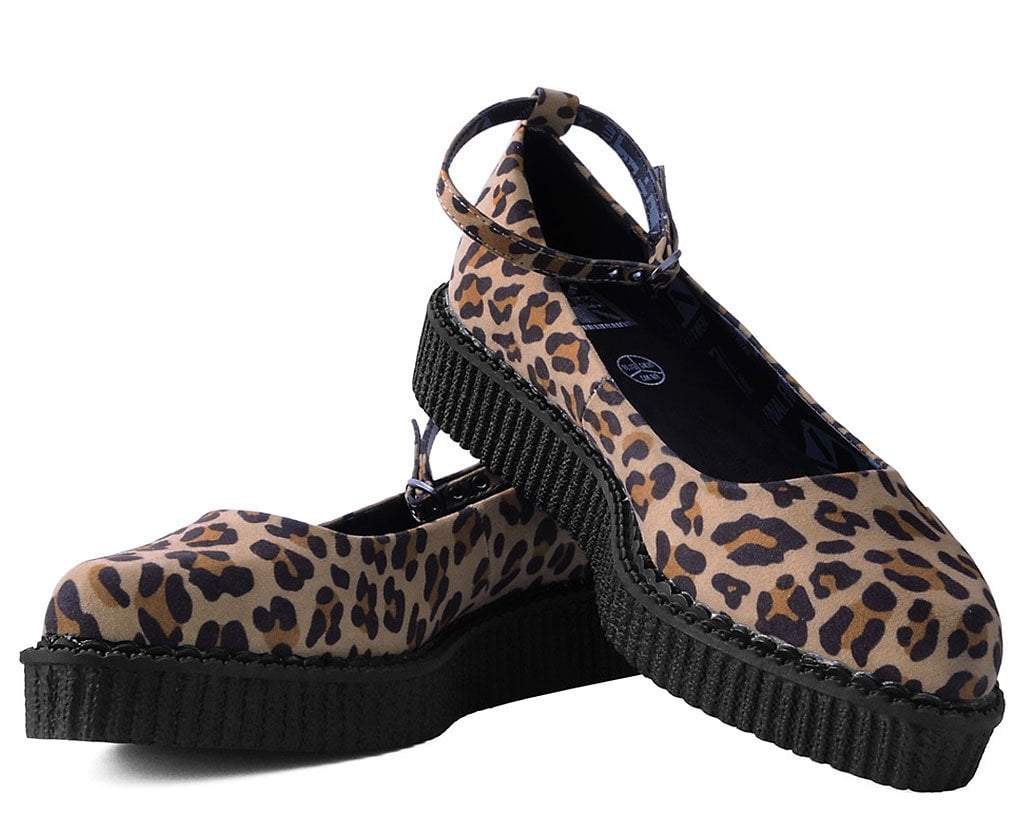 A9541L Leopard Pointed Ballet Ankle Strap Creeper