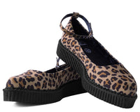 A9541L Leopard Pointed Ballet Ankle Strap Creeper