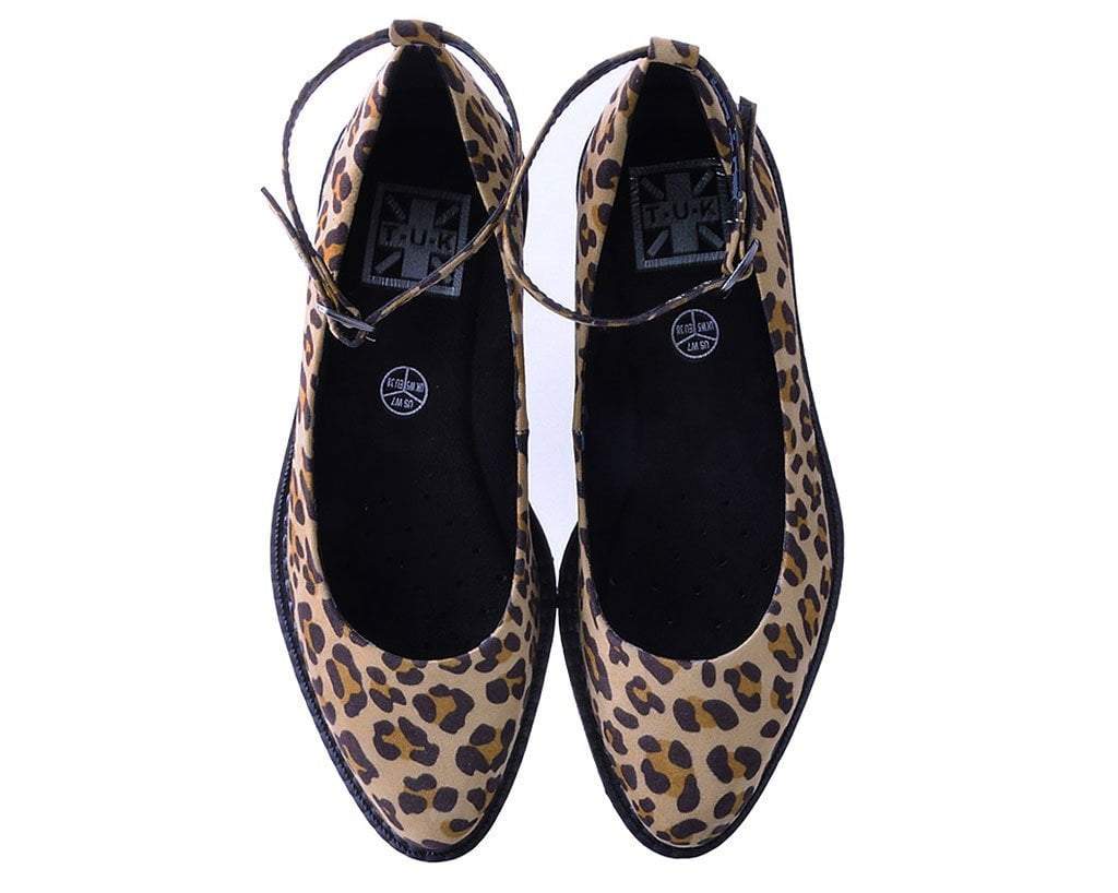 A9541L Leopard Pointed Ballet Ankle Strap Creeper