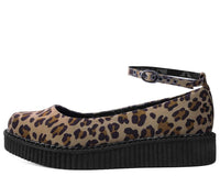 A9541L Leopard Pointed Ballet Ankle Strap Creeper
