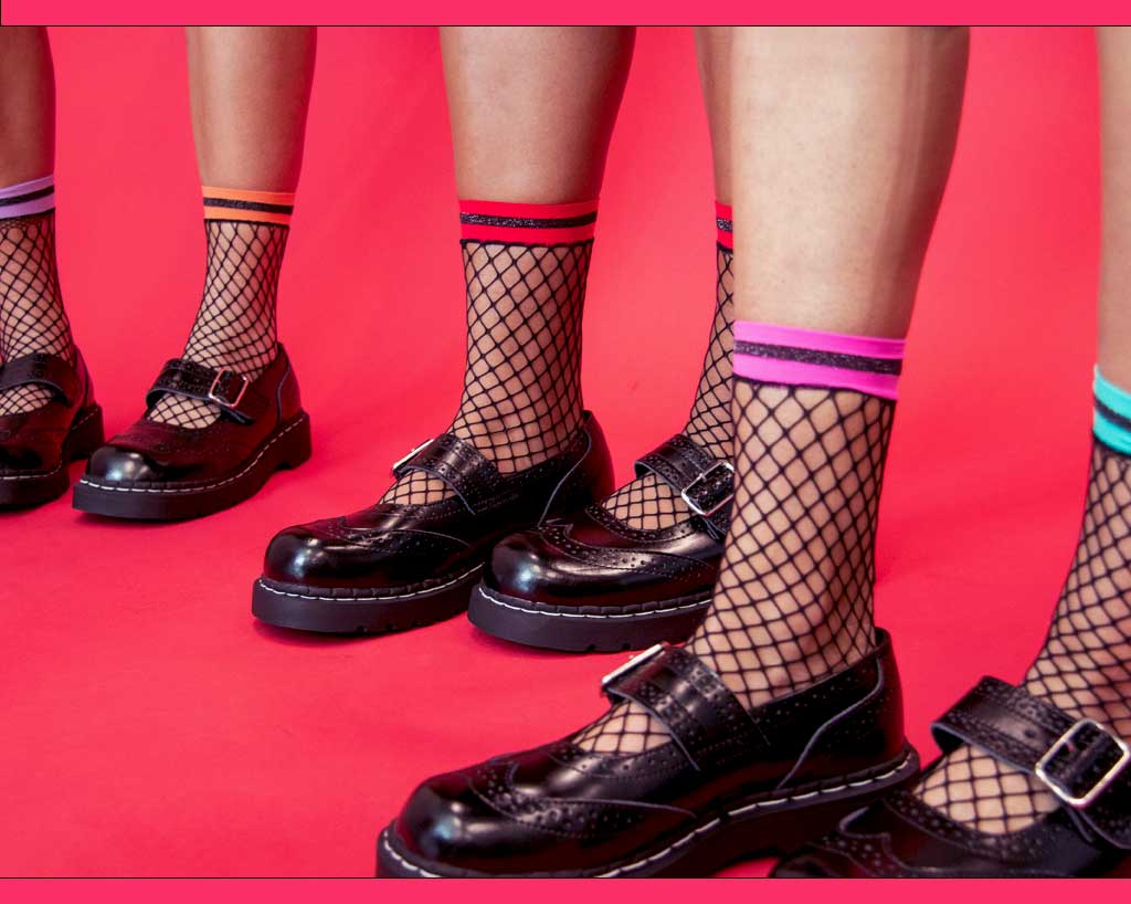 TSK1122 Multi-color Band Fishnet 5-Pk Sock TSK1122-OS