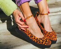 A9986L Orange Leopard Pointed Ballet Creeper
