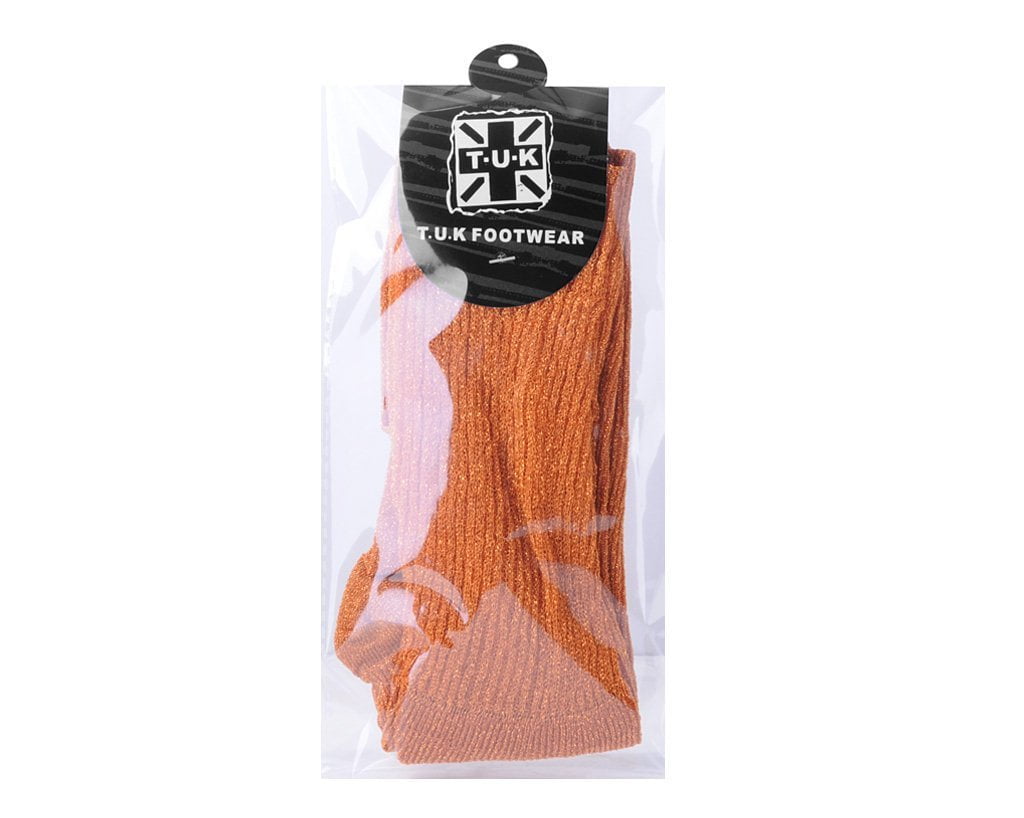 TSK1129 Orange Ribbed Glitter Sock TSK1129-OS