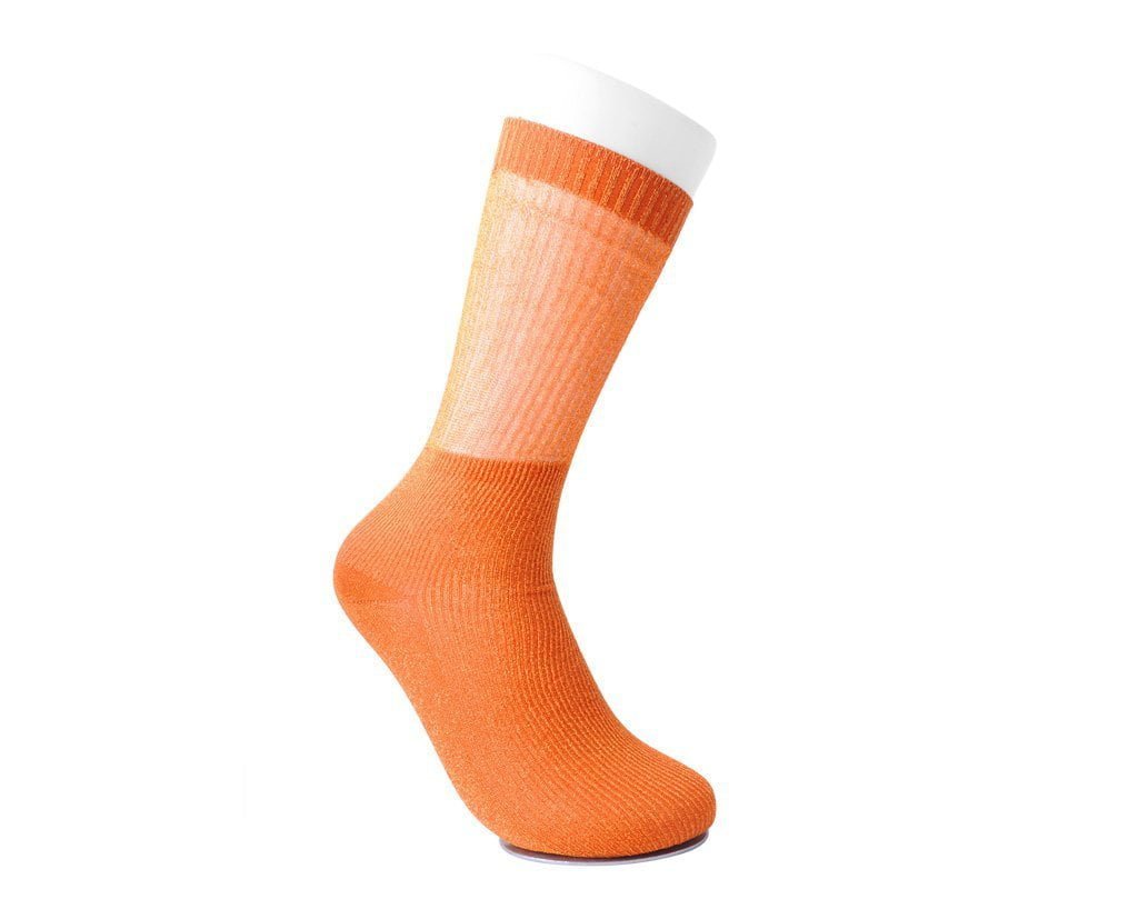 TSK1129 Orange Ribbed Glitter Sock TSK1129-OS