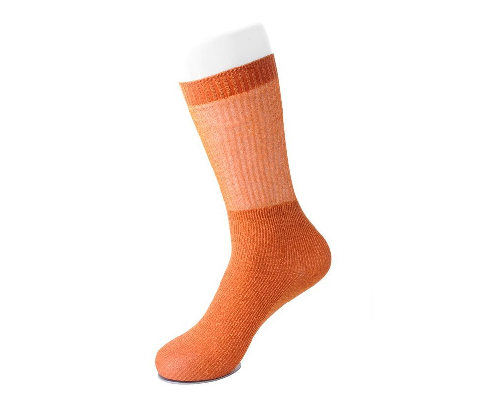 TSK1129 Orange Ribbed Glitter Sock TSK1129-OS