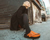 V3178L Orange Suede Creeper Mule