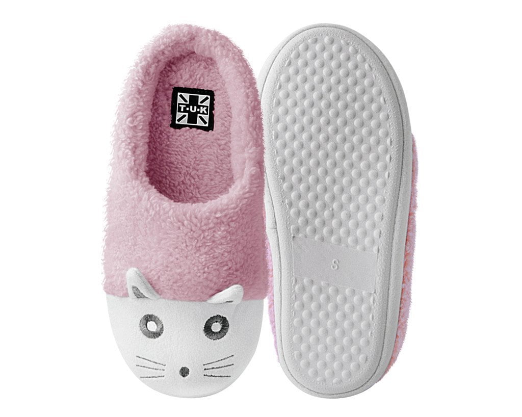 SL04 Pink & White Fuzzy Kitty Slipper